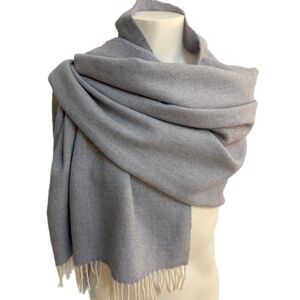 McNutt of Donegal 🇮🇪 Oversized Lambswool Scarf – Pale Blue Herringbone